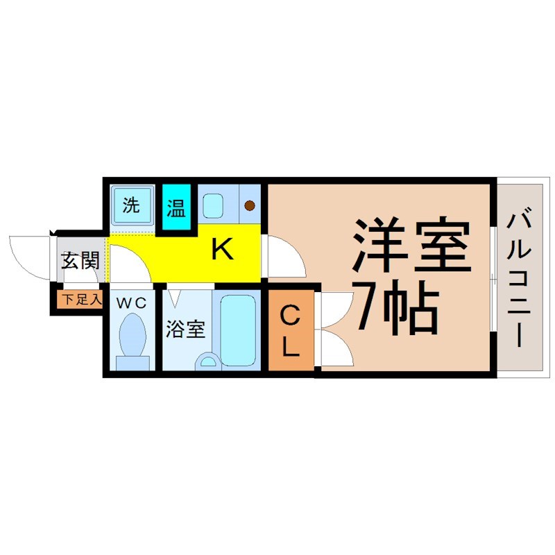 エステート記念橋 間取図　キッチン2帖　洋室7帖