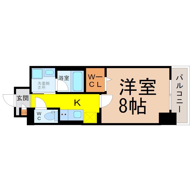 ル・ソレイユ 間取図　洋室8帖　脱衣洗面所　ウォークインクローゼット