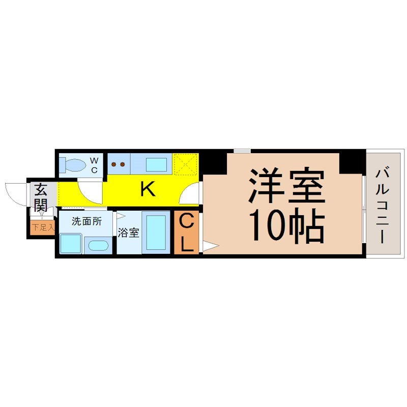 ピースフル金山 間取図　洋室10帖　脱衣洗面所　クローゼット付