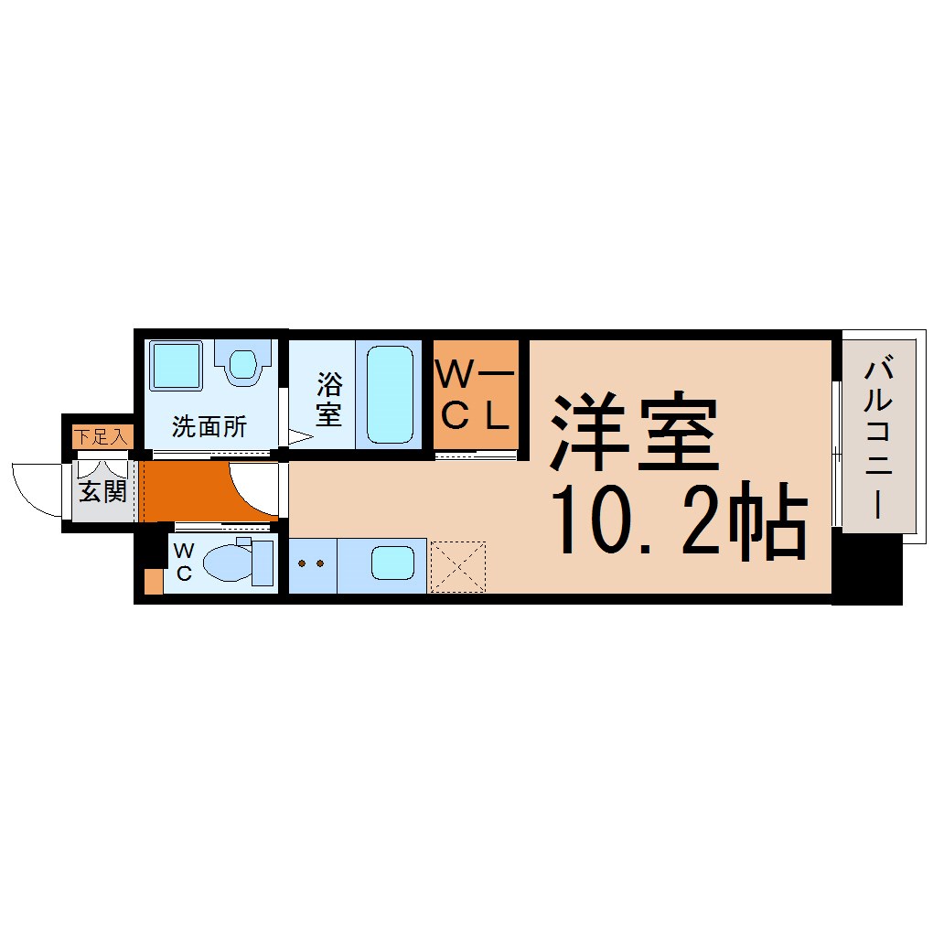 ＲＩＶＯ瑞穂通（リーヴォ瑞穂通） 間取図　洋室10.2帖　脱衣洗面所　ウォークインクローゼット