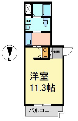 プログレッソ岩塚 間取り　洋室11.3帖　独立洗面台　クローゼット付
