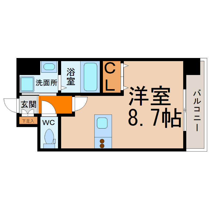プレサンス名古屋城前ラバンカ 間取図　家具家電ご用意できます