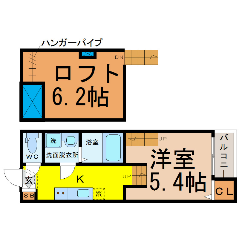Ｉｒｉｓ（アイリス） 間取図　家具家電（冷蔵庫・レンジ・洗濯機等）ご用意できます