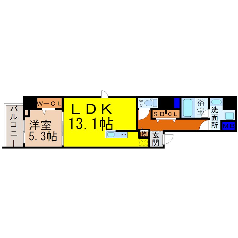 ダイワシティー中村公園 間取り　ＬＤＫ13.1帖　洋室5.3帖