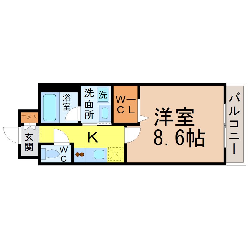 プリムヴェール 間取図　洋室8.6帖　ウォークインクローゼット