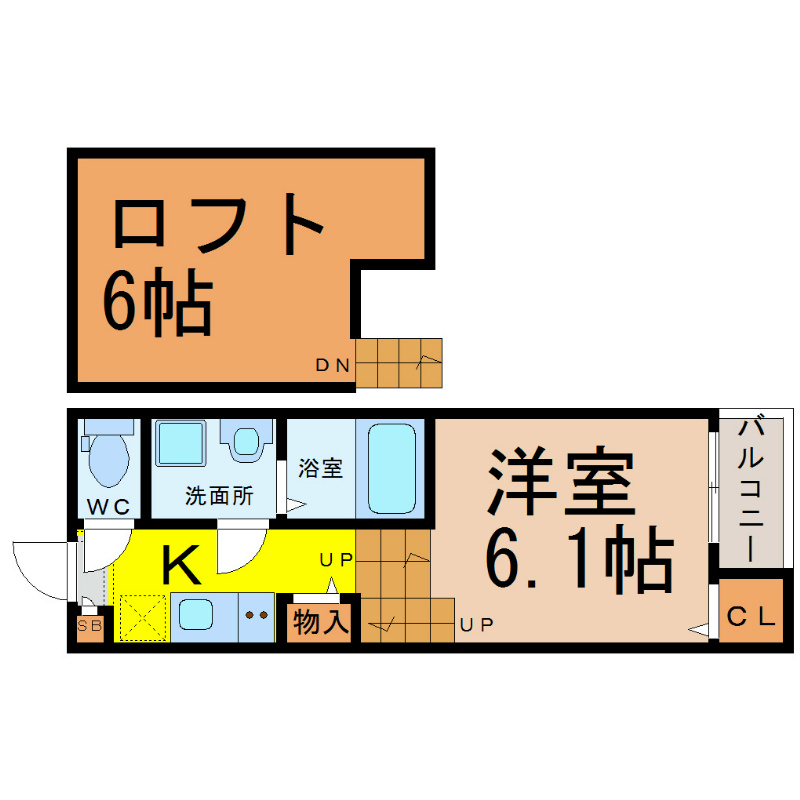 Ｐｒｏｃｅｓｓ（プロセス） 間取図　洋室6.1帖　ロフト6帖