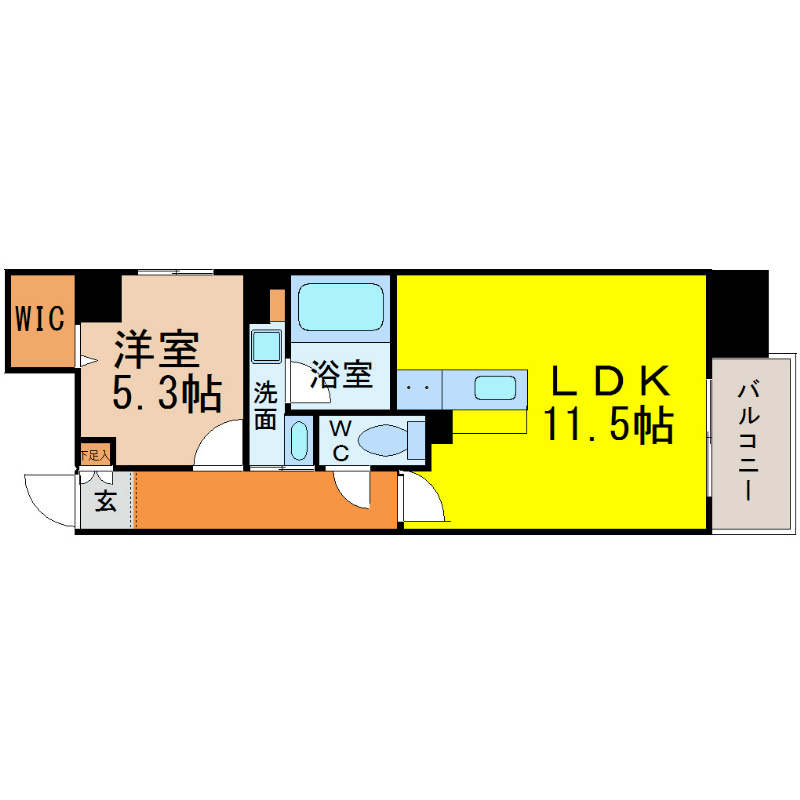 Ｃｈｅｓｔｎｕｔ88（チェスナット） 間取り　1ＬＤＫ　ウォークインクローゼット付
