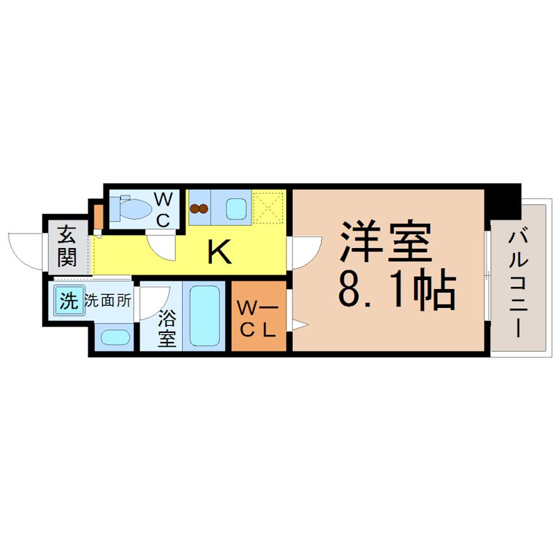 サルデーニャ 間取図　洋室8.1帖　脱衣洗面所　ウォークインクローゼット付