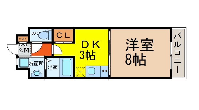 ＬａｎｉＫａｉＰａｒｋ（ラニカイパーク） 間取図　ＤＫ3帖　洋室8帖　南向き