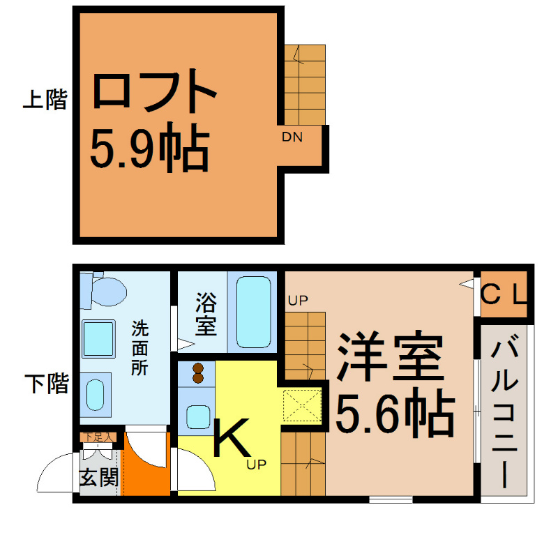 ＯａｋＴｒｅｅＭａｉｓｏｎ志賀 間取図　家具家電（冷蔵庫・レンジ・洗濯機等）ご用意できます