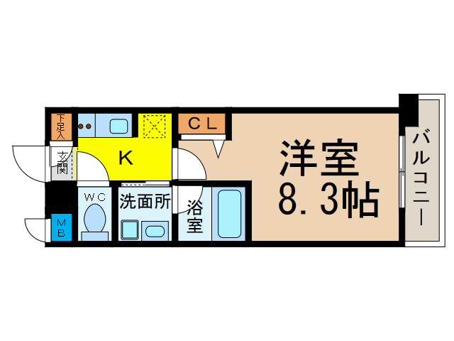 レーベスト志賀本通 間取り　洋室8.3帖　エアコン完備