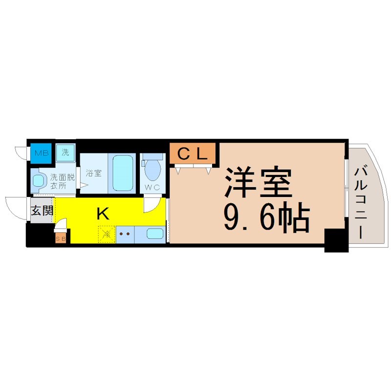 Ｃｌａｓｓｉａ 間取図　洋室9.6帖　脱衣洗面所　バルコニー