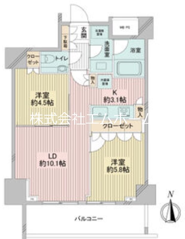 プラウドタワー覚王山 間取図　2ＬＤＫ　タワーマンション