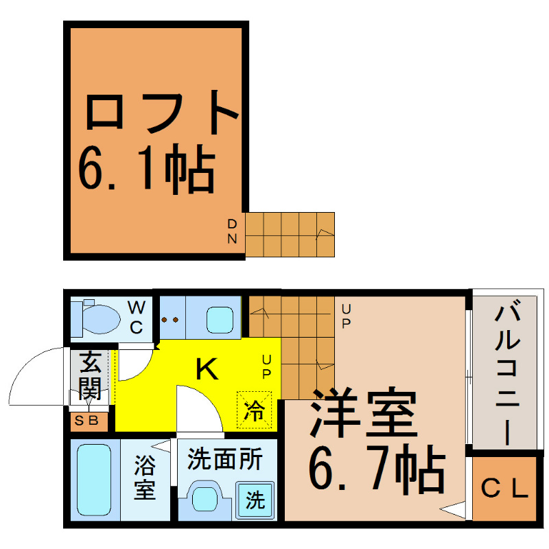 アルバーノ柴田Ｆｅｒｉｏ 間取図　家具家電（冷蔵庫・レンジ・洗濯機等）ご用意できます