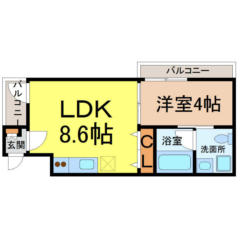 ＮｏｒｔｈｅｒｎＣｒｏｓｅ（ノーザンクロス） 間取図　家具家電ご用意できます