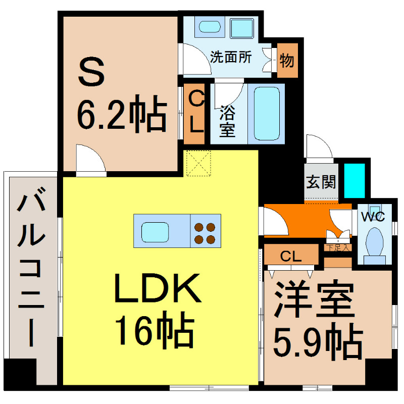エルミタージュ新栄 間取図　光インターネット無料　家具家電ご用意できます