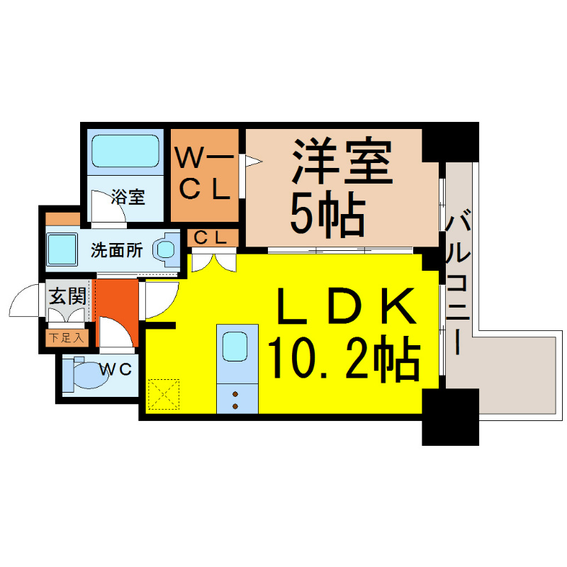 プレサンス丸の内城雅 間取図　ＬＤＫ10.2帖　洋室5帖