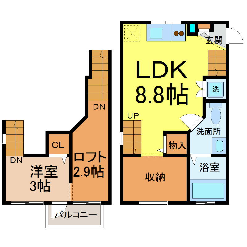 iＭｅｚｏＮ（アイメゾン） 間取図　光インターネット無料　家具家電ご用意できます