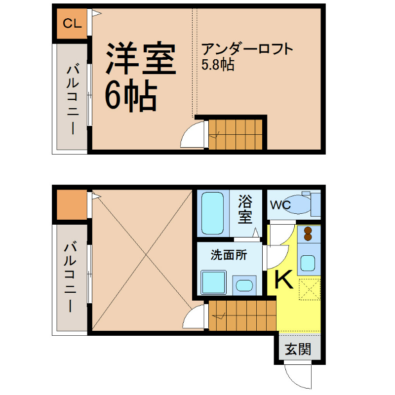 La Casa大曽根 間取図　光インターネット無料　家具家電ご用意できます