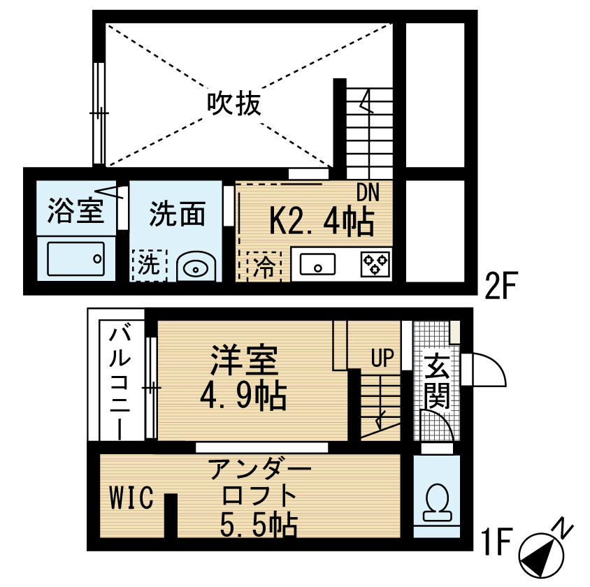 Ｌｕｎａｐｏｒｔ（ルナポート） 間取図　洋室4.9帖　アンダーロフト5.5帖