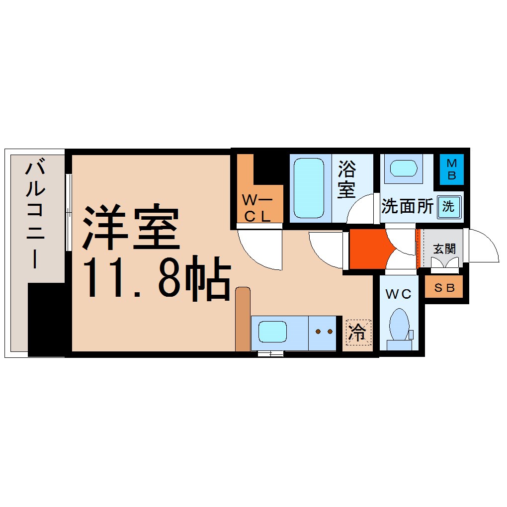 エルスタンザ大曽根 間取り　洋室11.8帖　脱衣洗面所　ウォークインクローゼット