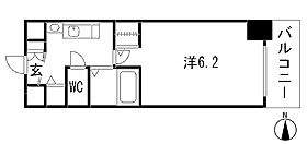 プレサンス名古屋駅前プラチナム 間取り　洋室6.2帖　エアコン完備
