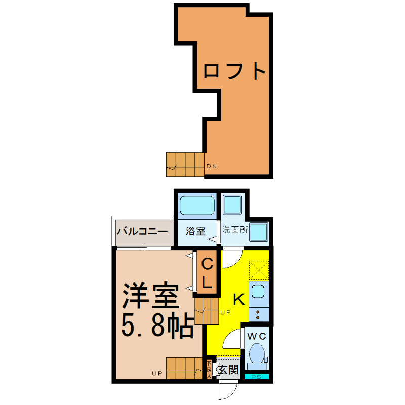 Creo庄内通伍番館（クレオ庄内通伍番館） 光インターネット無料システムキッチン　家具家電ご用意できます