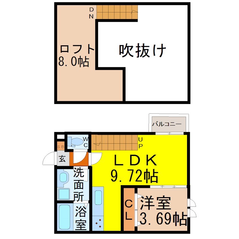 Ａｍｐｉｏ本陣（アンピオ本陣） 間取図　光インターネット無料　家具家電ご用意できます