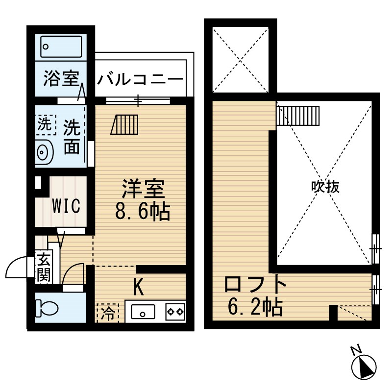 ＴＨＥＴＥＲＲＡＣＥ（ザテラス） 間取図　洋室8.6帖　ロフト6.2帖