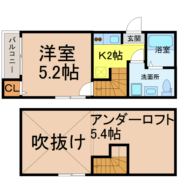カーサ・フィオーレＲ 間取図　家具家電ご用意できます