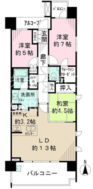 プラウド泉 間取図　３ＬＤＫ