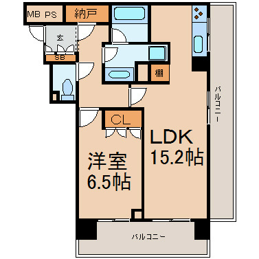ブリリアタワー名古屋グランスイート 間取り　1ＬＤＫ