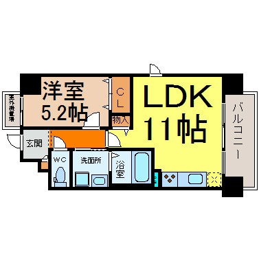 ＦＲＥＡＨＡＲＡ（フレアハラ） 間取図　ＬＤＫ11帖　洋室5.2帖　南面バルコニー