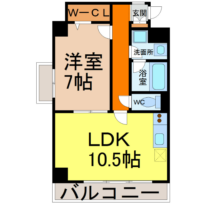 ミコノス山王 間取図　ＬＤＫ10.5帖　洋室7帖　ウォークインクローゼット