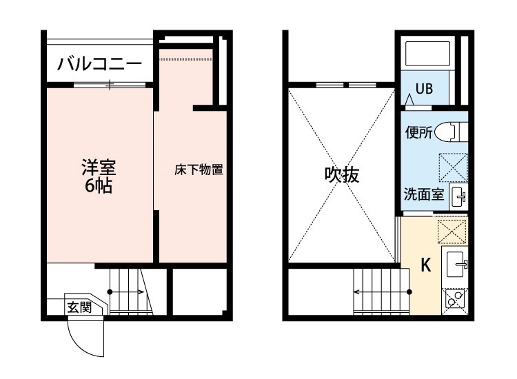 Ａｖａｎｔｕｎｐａｓ（アバントアンパス） 間取図　洋室6帖　アンダーロフト4.9帖　脱衣洗面所