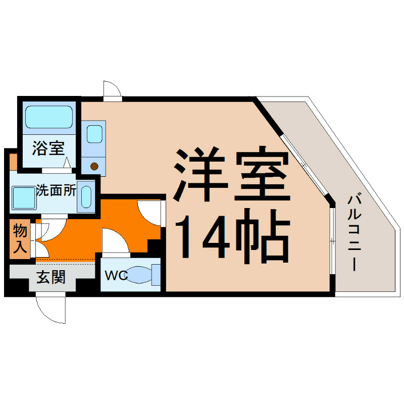 秀明館 間取り　洋室14帖