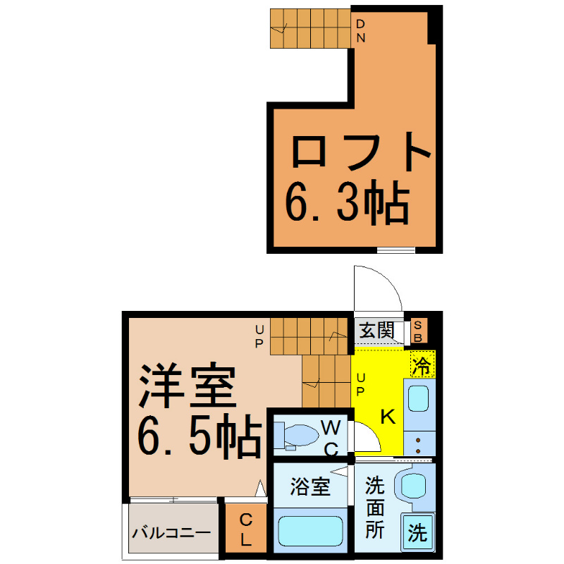 ＴｈｅＧｒｅｙｈｏｕｓｅ（ザグレイハウス） 間取り　洋室6.5帖　ロフト6.3帖