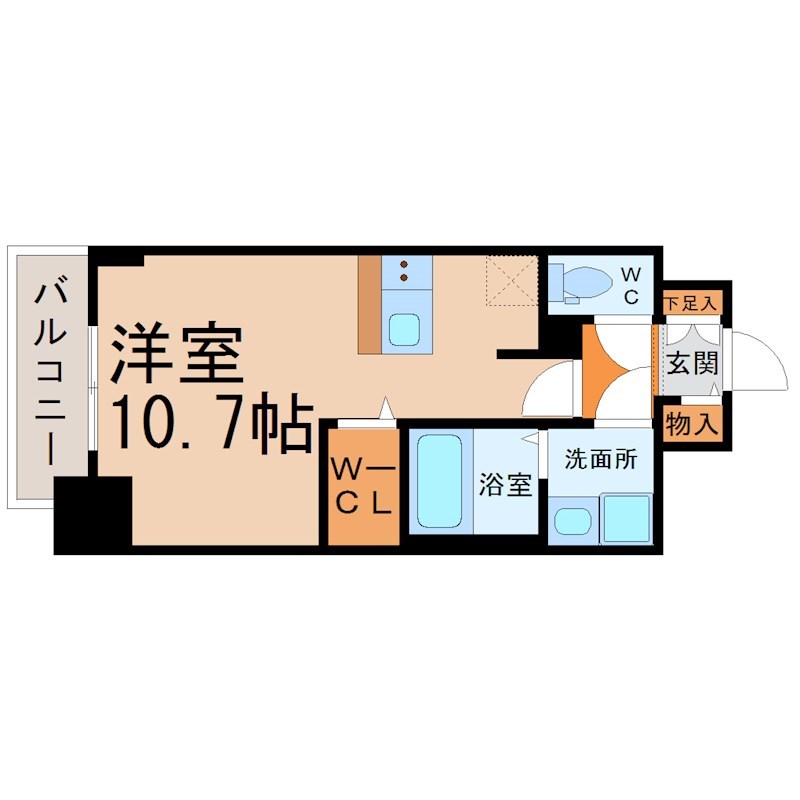 プレサンス池下トレス 間取図　洋室10.9帖　脱衣洗面所　ウォークインクローゼット