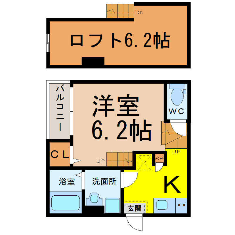 Ｋ－ＦＯＲＥＳＴ 間取図　洋室6.2帖　ロフト6.2帖