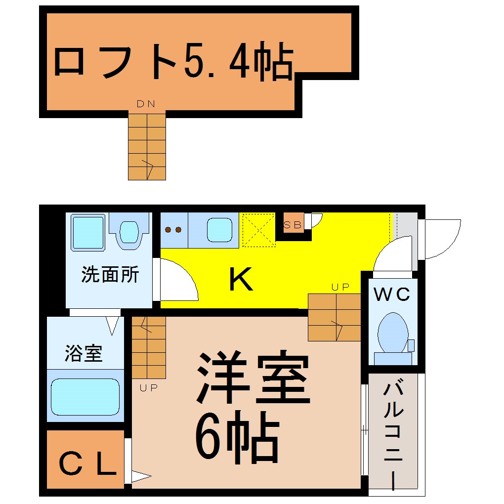 ハーモニーガーデン 間取図　洋室6帖　ロフト5.4帖
