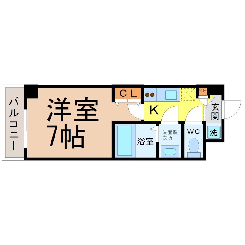 Ｈ2（エイチツー） 間取図　洋室7帖　脱衣洗面所　バルコニー