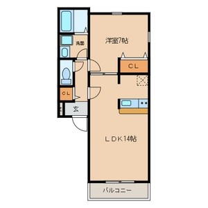 ソレイユ 間取図　ＬＤＫ14帖　洋室7帖