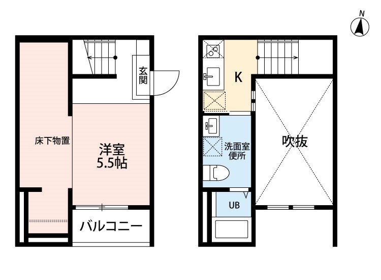 ＶＩＶＡ米野II 間取図　洋室5.5帖　アンダーロフト6帖