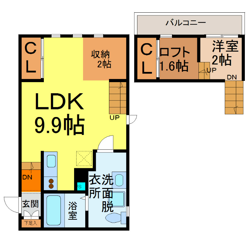ＴＲＩＢＵＴＥ星崎（トリビュート星崎） 間取り　全部屋角部屋　オートロック付　家具家電ご用意できます