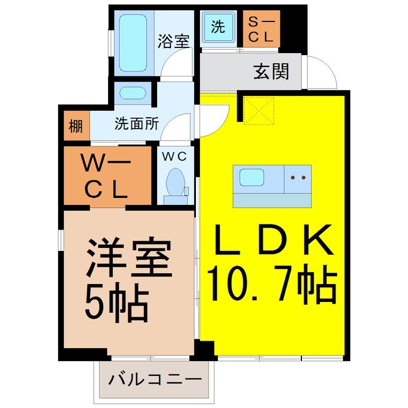 レジデンスＴ・Ｌ庄内通 間取図　ＬＤＫ10.7帖　洋室5帖　ウォークインクローゼット