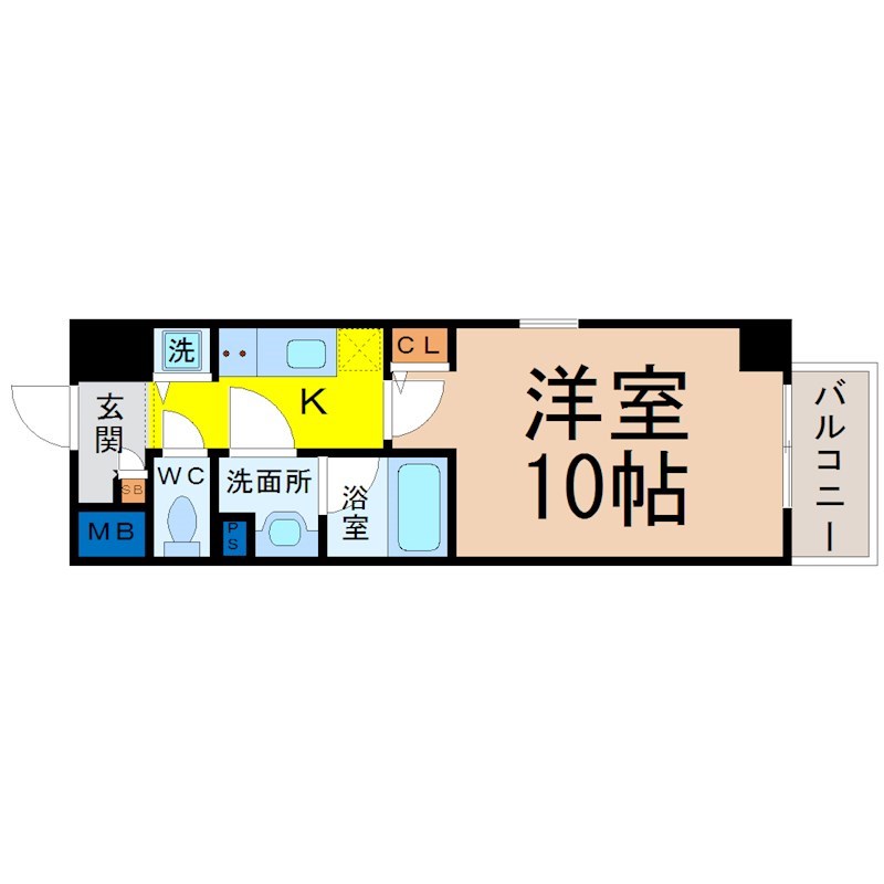 アイリスＫ 間取図　洋室10帖　脱衣洗面所　南面バルコニー