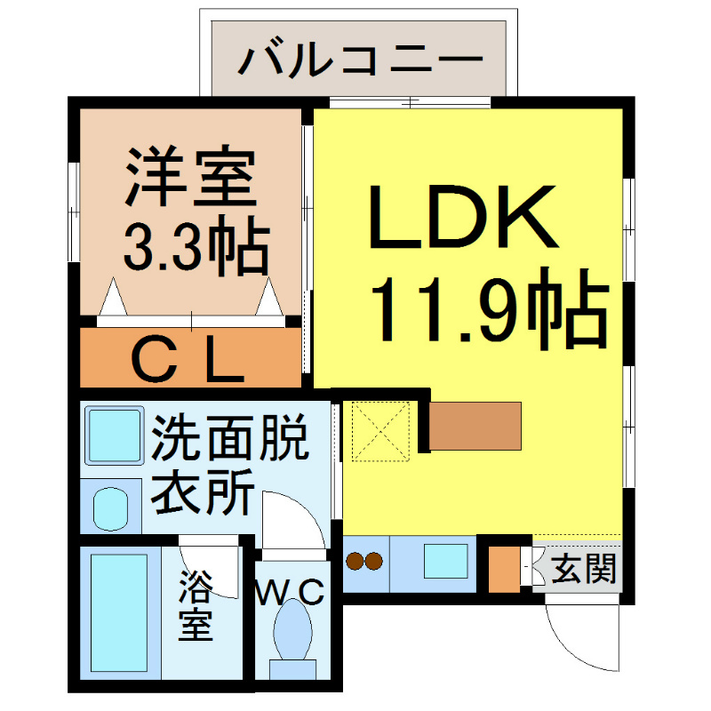 ＴＲＩＢＵＴＥ春岡（トリビュート春岡） 1フロア2部屋（全部屋角部屋）家具家電ご用意できます