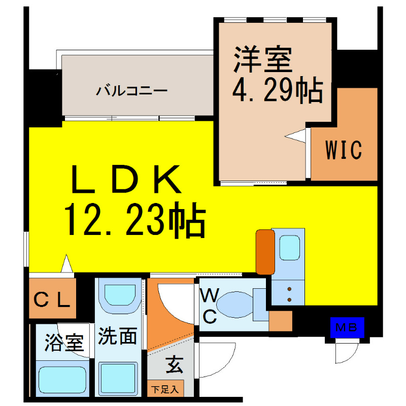Ｌ’ｈａｒｍｏｎｉｅ（ラルモニー） 間取り　1ＬＤＫ　エアコン付　Ｗｉ-Ｆｉ無料