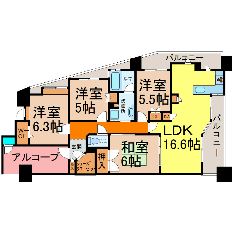 グランカーサ上前津 間取図　４ＬＤＫ　南東角部屋