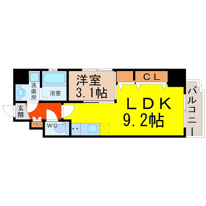 ラクラーレ上前津 間取り　デザイナーズ　エアコン完備